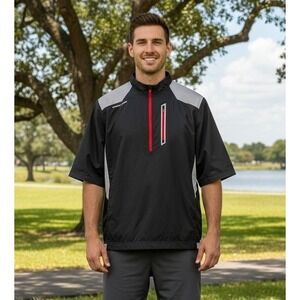 Snake Eyes Weather Short Sleeve Windbreaker Shirt Golf Mens L Black White Pocket